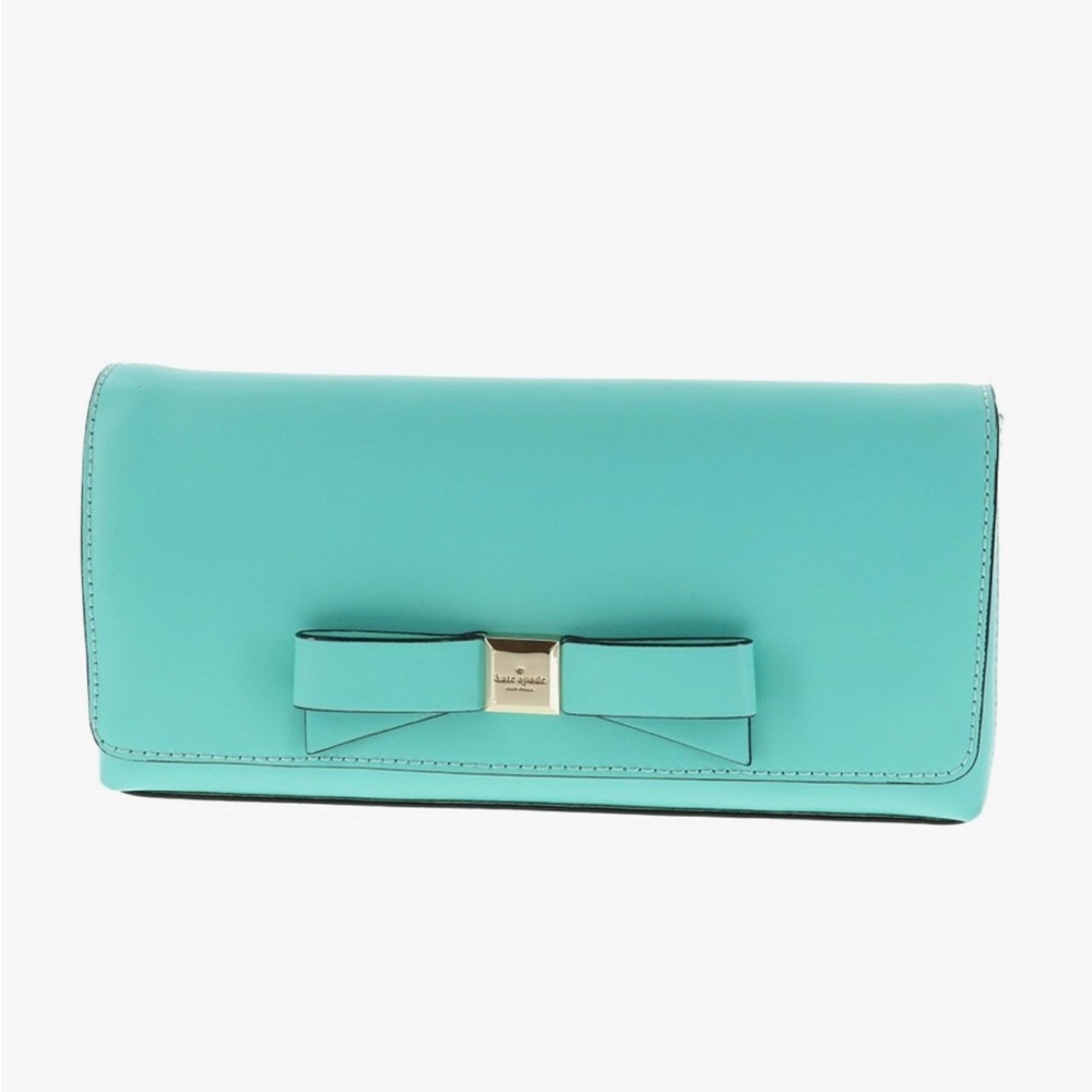 Kate Spade Aqua Clutch with Bow Accent size: small